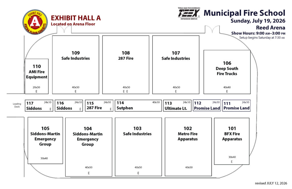 Floor plan for Municipal vendor show Reed Arena Floor