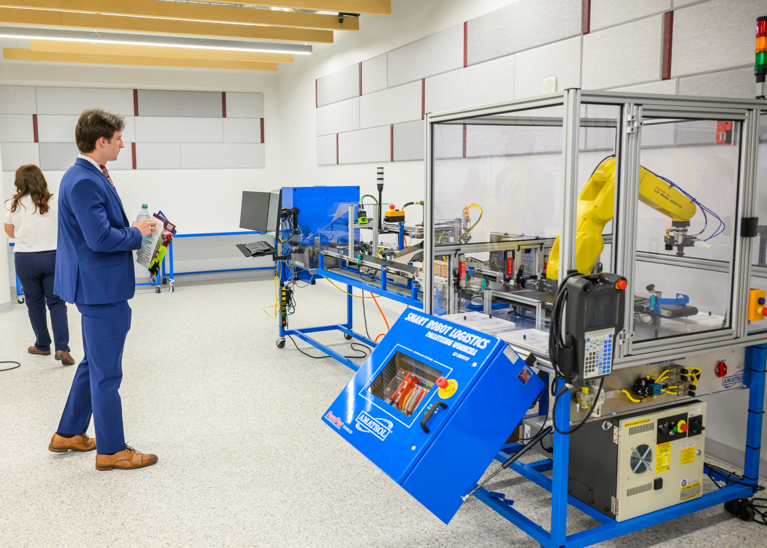 Man with a robotic machine