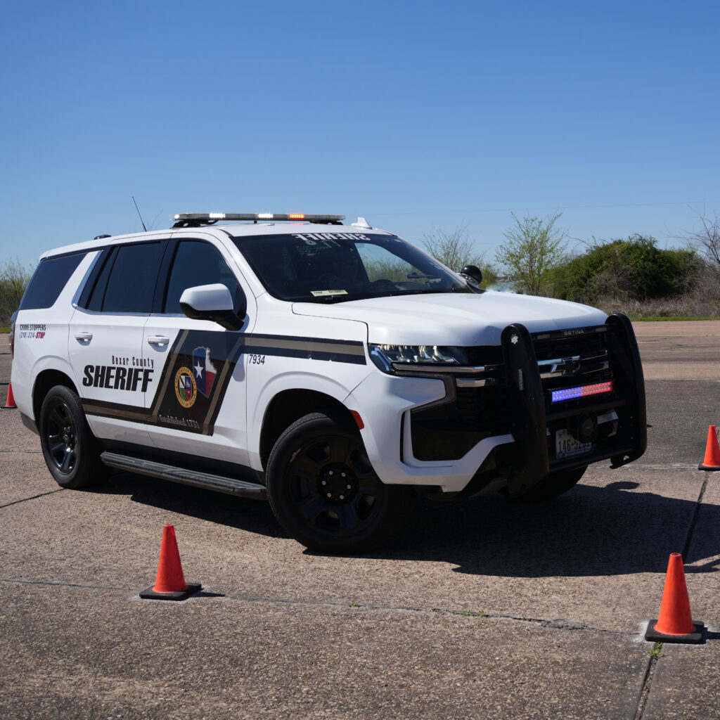 Picture of a police vehicle on the emergency vehicle driving track during the Emergency Vehicle Operations Instructor course