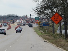 road with construction work ahead