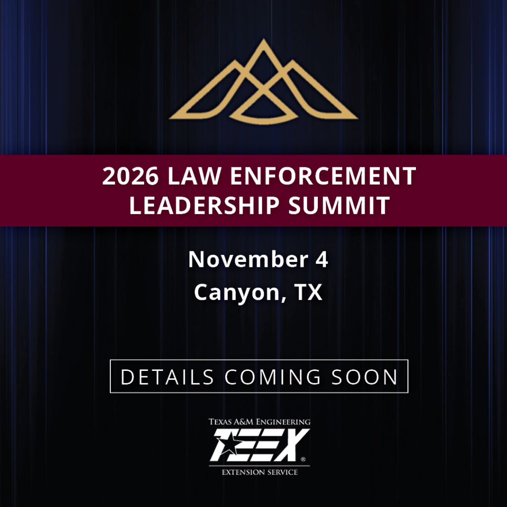 Photo announcement of the 2026 Law Enforcement Leadership Summit scheduled for November 4 in Canyon, TX.