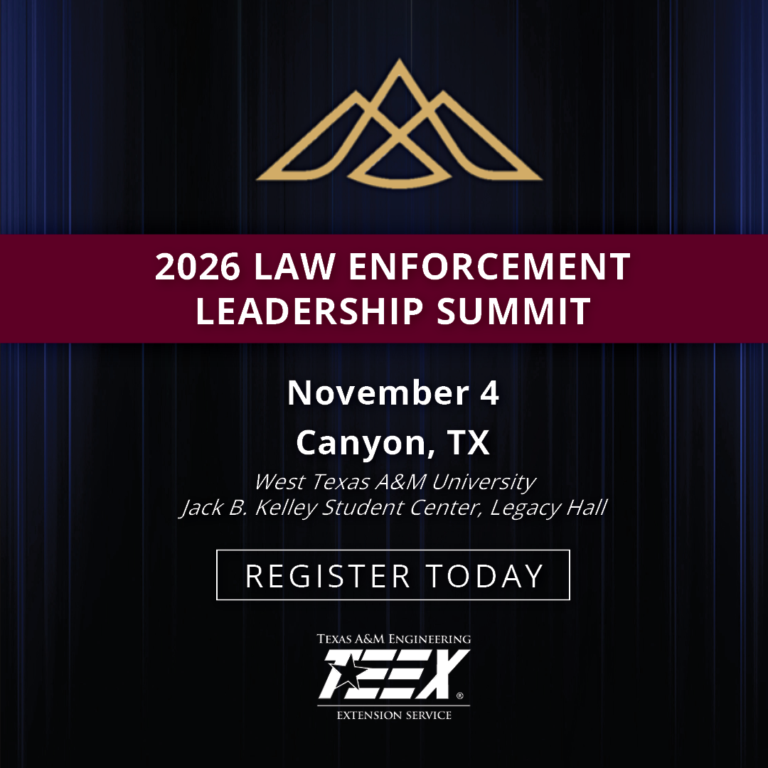 Photo announcement of the 2026 Law Enforcement Leadership Summit scheduled for November 4 in Canyon, TX.
