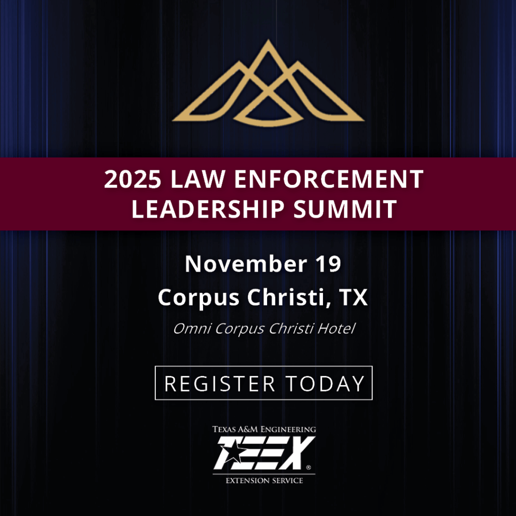 Photo announcement of the 2025 Law Enforcement Leadership Summit scheduled for November 19, 2025 in Corpus Christi, TX.