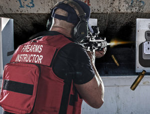 Law enforcement officer shooting a weapon