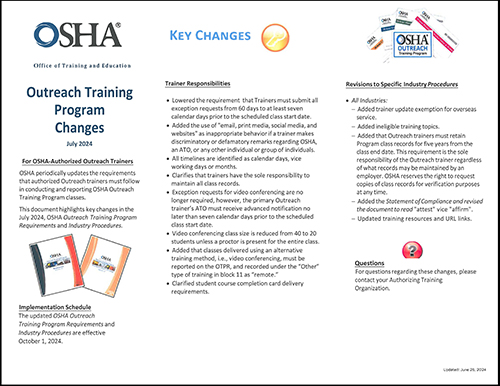 jpeg of OSHA Outreach Training Program Changes Summary PDF
