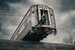 Rescuer inside rail car