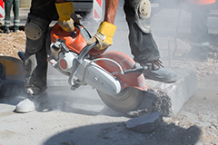 construction worker with saw