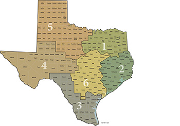 Regional map of Texas