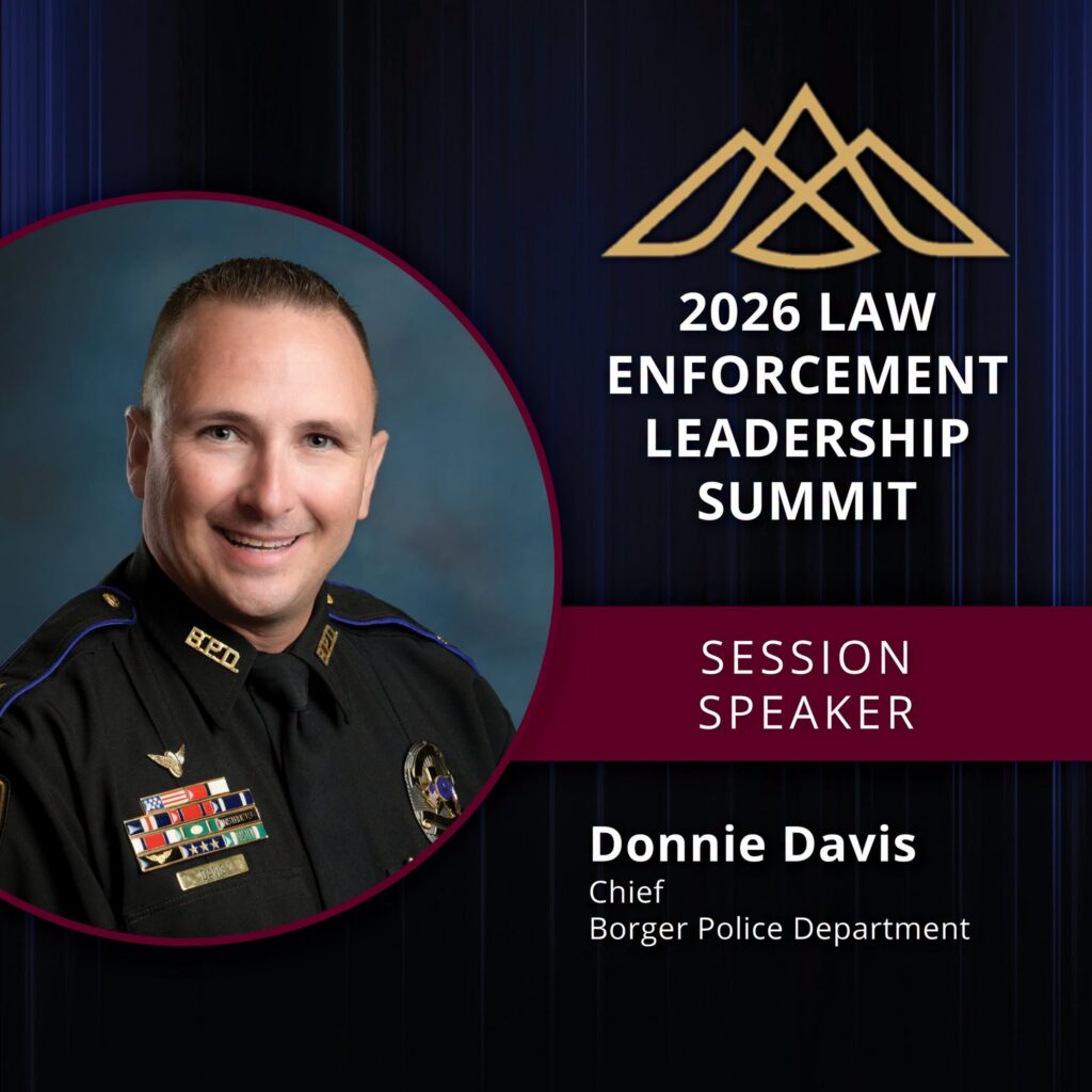 Photo of Donnie Davis announcing him as a speaker for the 2026 Law Enforcement Leadership Summit.